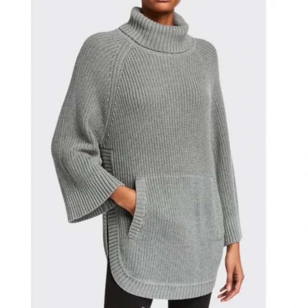 Ugg Raelynn 3/4 Sleeve Grey Knit Poncho Tunic Sweater